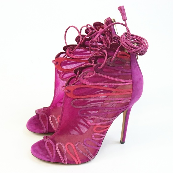 Jimmy Choo Pink Kafira Mesh Ankle Boot U015 - Picture 2 of 6